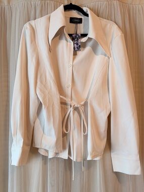 Cider Cream Tie-Waist Button Blouse